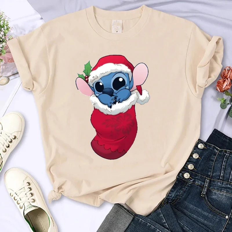 90s christmas Kawaii Lilo Stitch Funny Cartoon T Shirt Women Stitch Cute Manga T-shirt Graphic Tshirt Streetwear Top Tees Female