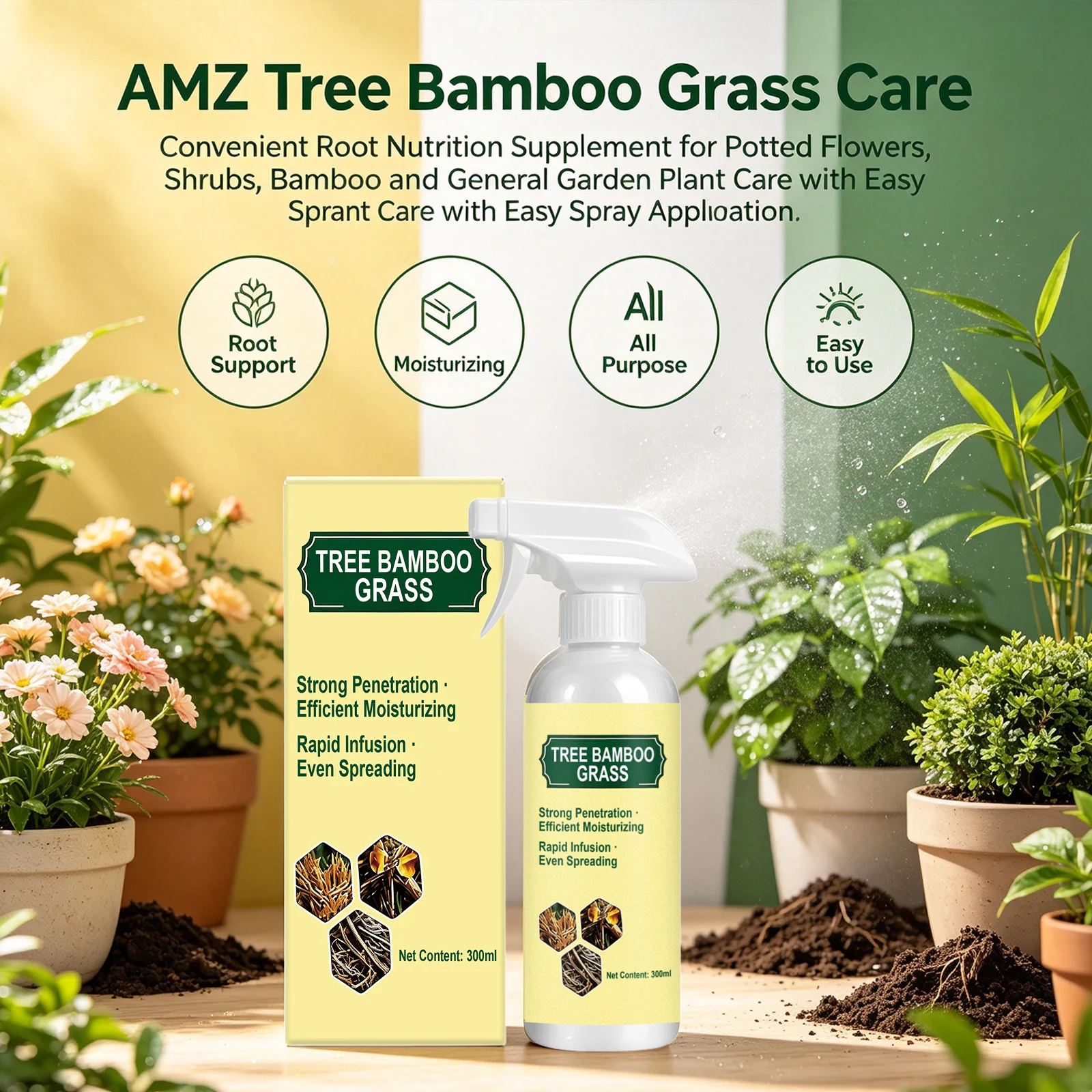 Plant Nutrition Spray Moisturizing Enhance Root Structure Strong Penetration Rapid Infusion Growth Booster Nutrient Supplement