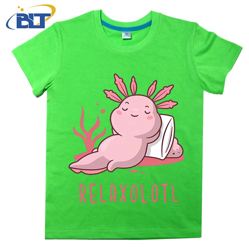 Lustige Axolotl entspannende Druck Kinder T-Shirt Sommer Kinder Baumwolle kurz ärmel ige lässige Tops für Jungen und Mädchen