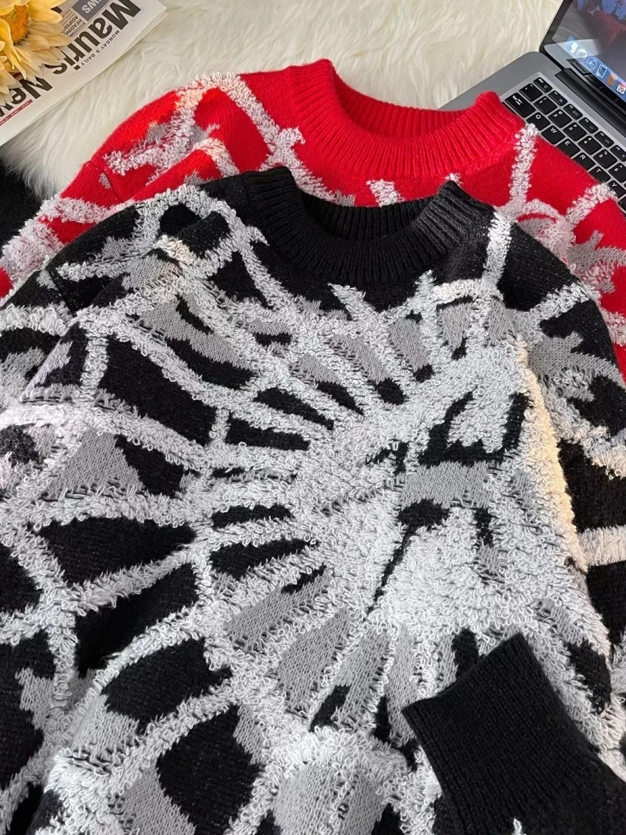 

Men's Autumn Winter Thiened Sweater Loose American Casual Sle Knittedwear Hong Kong Sle Lazy Faion Outerwear