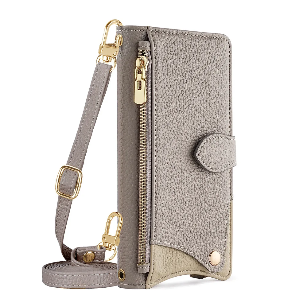 

Shoulder Zipper Wallet Case For Vivo X200 X100s X100 X90 X80 X70 X60 Pro Plus Luxury Multi 3 Cards Leather Mirror Flip Cover
