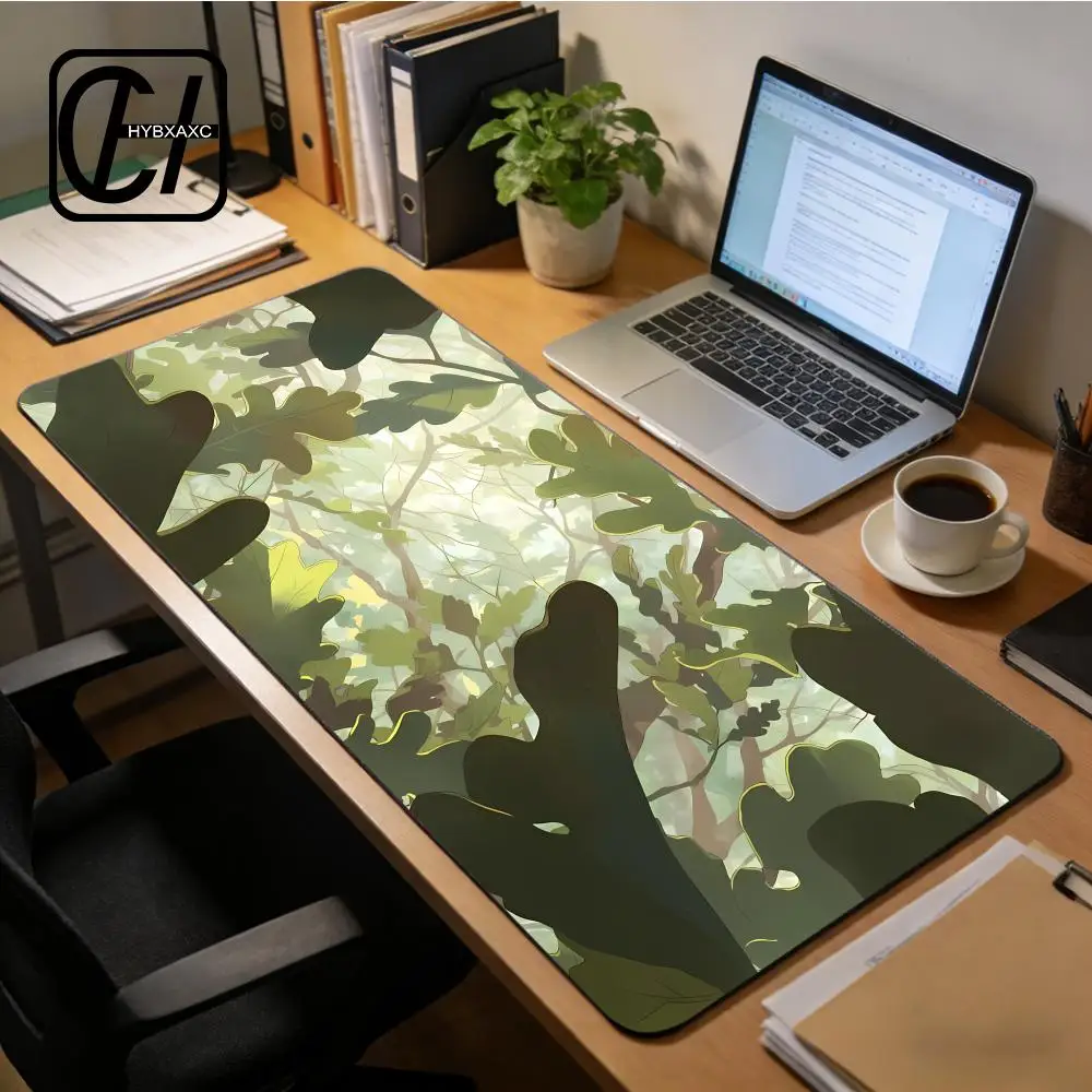 Quercus Leaves Mouse Pad large keyboard mouse desk pad non-slip rubber gaming mouse pad laptop mouse carpet HYBXXC green mat