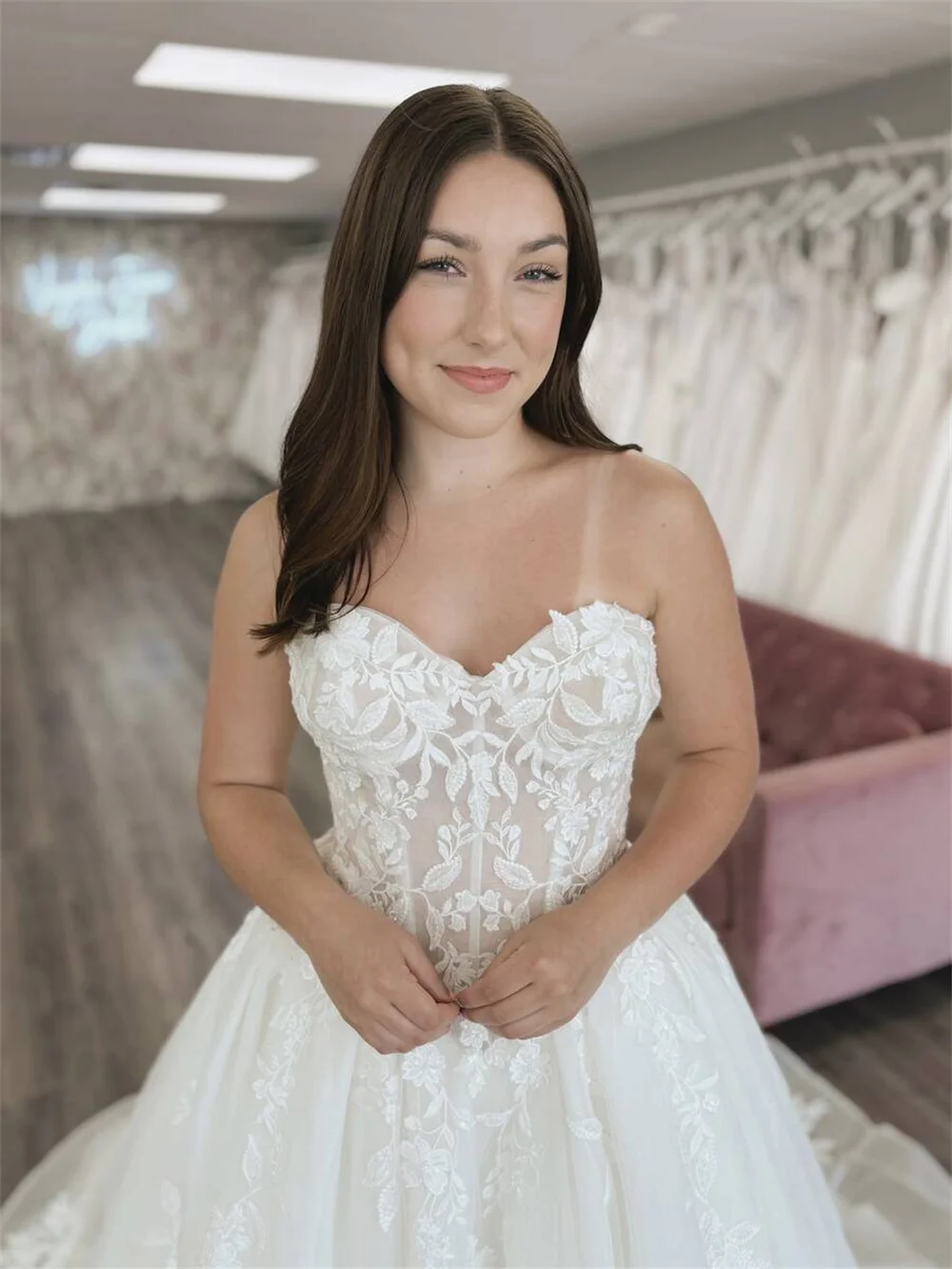 Kyoto-vestido de novia sin mangas de tul blanco personalizado, sin tirantes, con cremallera en la espalda, elegante vestido de noche de corte a 2025