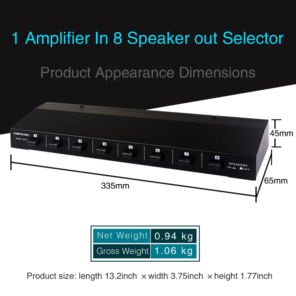 1 in and 8 out Passive amplifier speaker switch speaker distributor Comparator Sound quality without loss