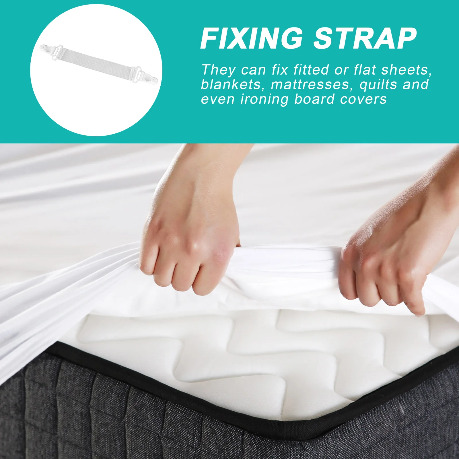 

16Pcs Adjustable Anti-Slip Sheet Gripper Clips Bed Sheet Fastener Strap Strong Mattress Clip Holder for Sheets Blankets Mattress