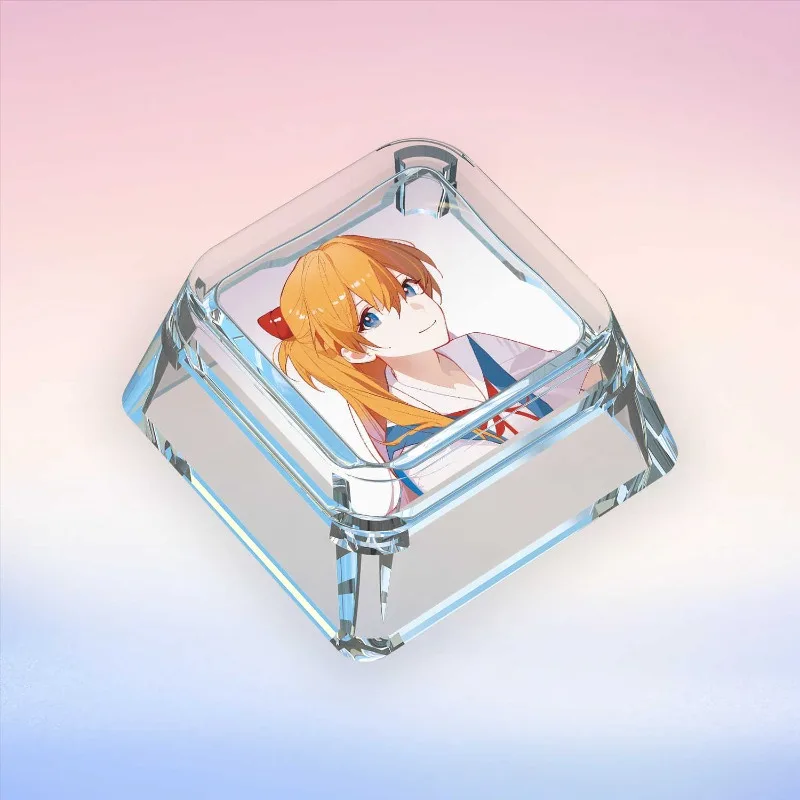 أنيمي Kawaii Asuka Langley Soryu إيفا عبر محور لوحة المفاتيح الميكانيكية Wooting شخصية الكرتون Keycap شفافة Keycap هدية