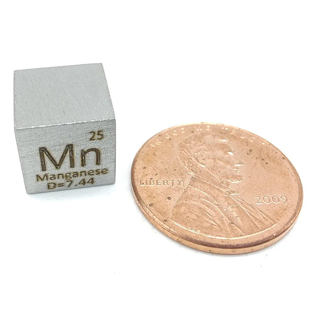 Manganese Cube Mn 99.7% Laser Carved Element Periodic Table 10mm Cube for Element Collection Collecting