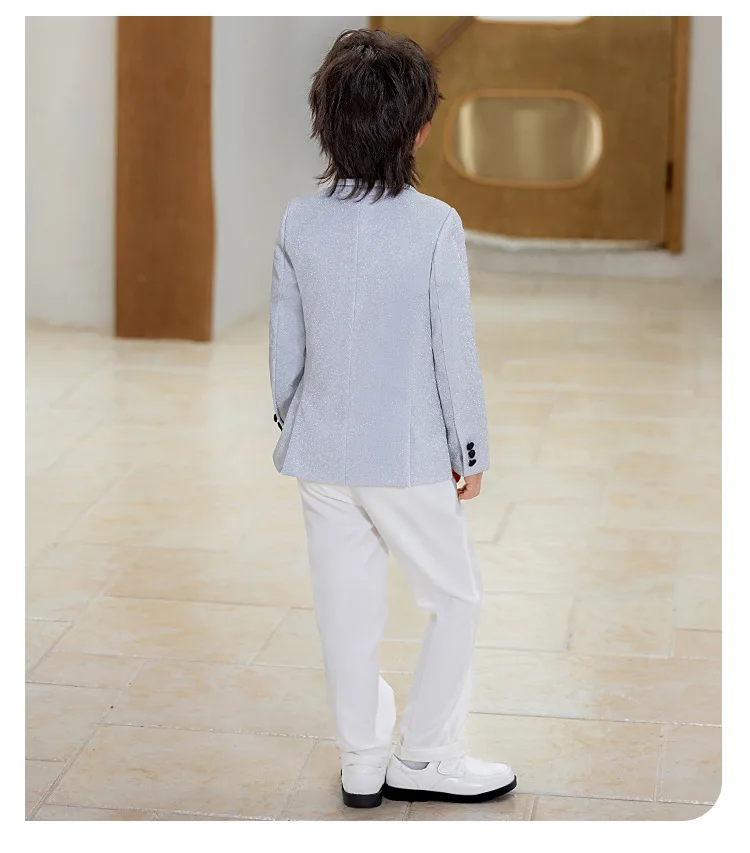 Kinderanzug-Set, Jungen Neujahrs-Bühnenkostüm, Laufsteg-Show Moderator-Outfit, Auftritts-Kostüm, Blazer für Blumenmädchen Geburtstagsfeier A5052 – Detail 16