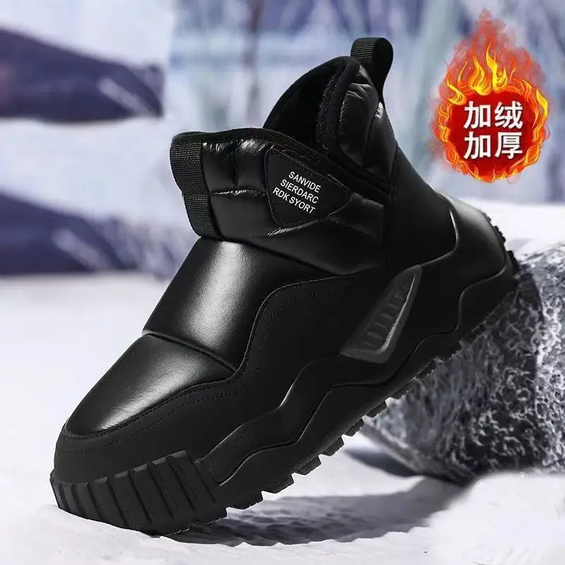 

Men's Winter Snow Boots Waterproof Slip On High Top Thermal Lined Boots Thick Sole Outdoor Warm Shoes