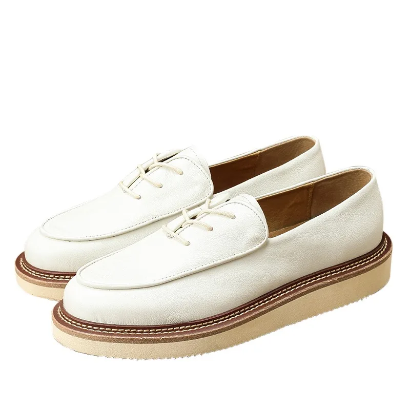 

High End Fashion Genuine Leather Thick Sole Casual Oxfords Men Shoes Breathable Loafers Youth Spring Summer Leather Shoes Male