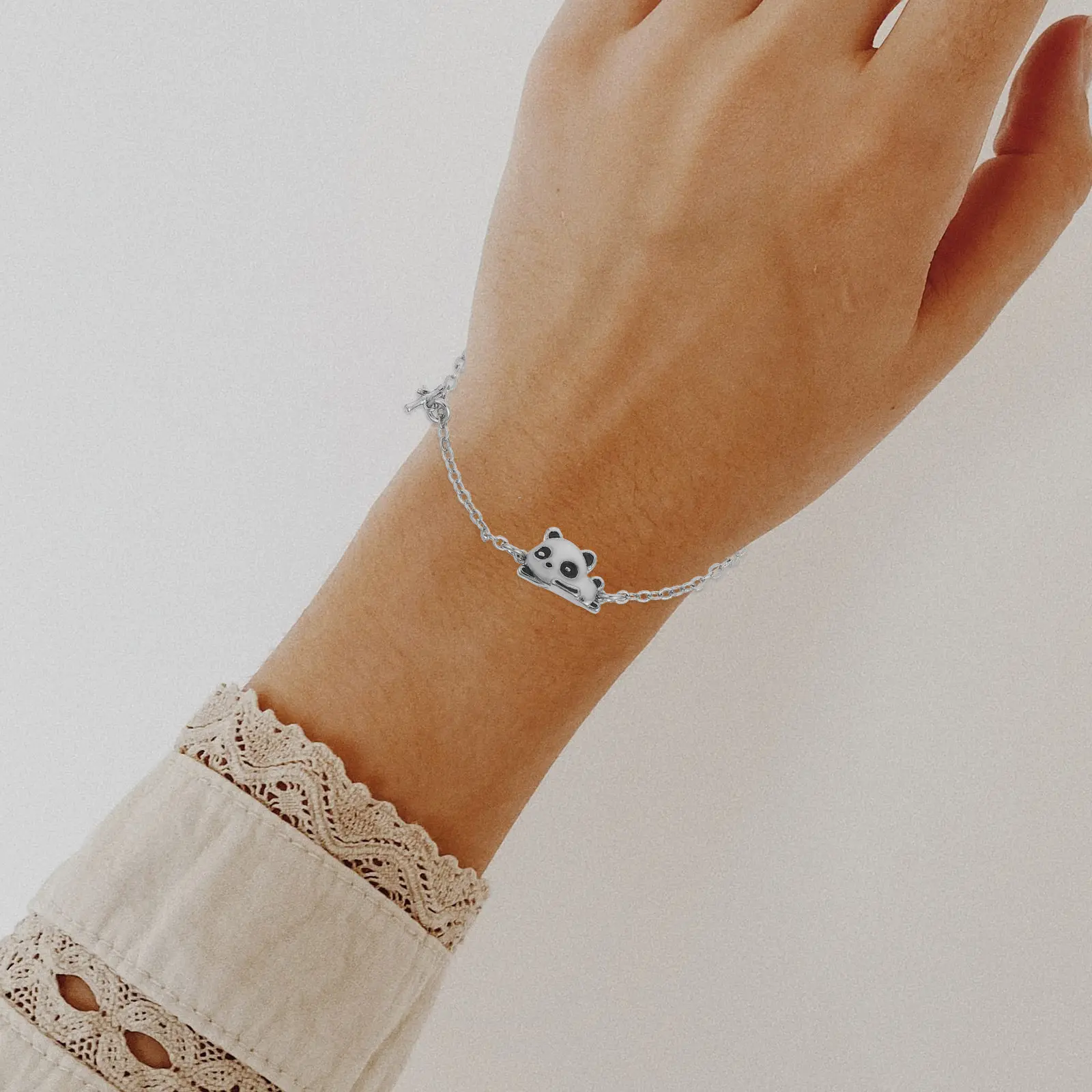 Women Panda Bracelet Jewelry Adjustable Copper Animal Theme Wrist Accessory Stylish Charm Bracelet Lucky Gift for Daily