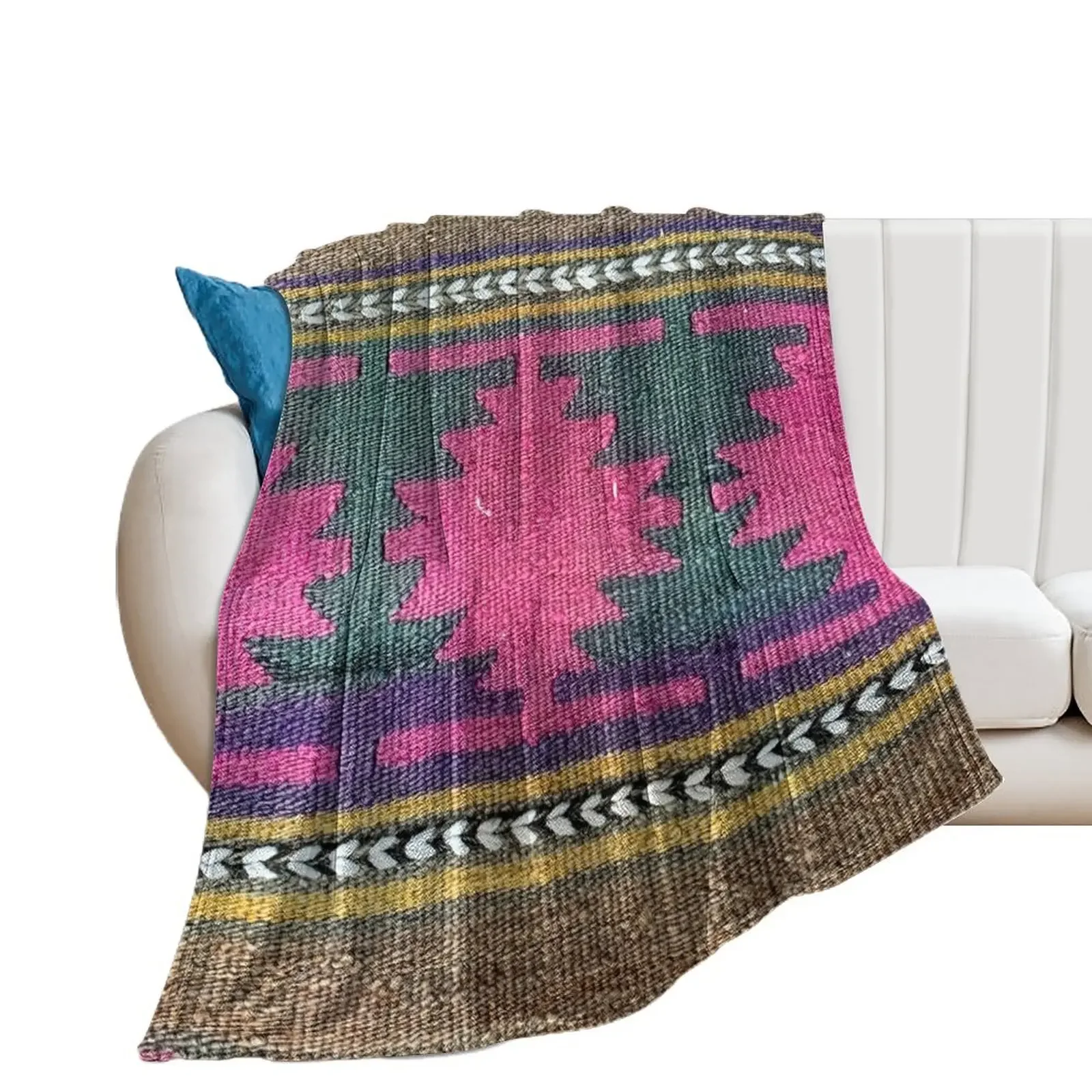 

Decorative Kilim, Navaho Weave, Woven Textile Throw Blanket Hair for babies Blankets