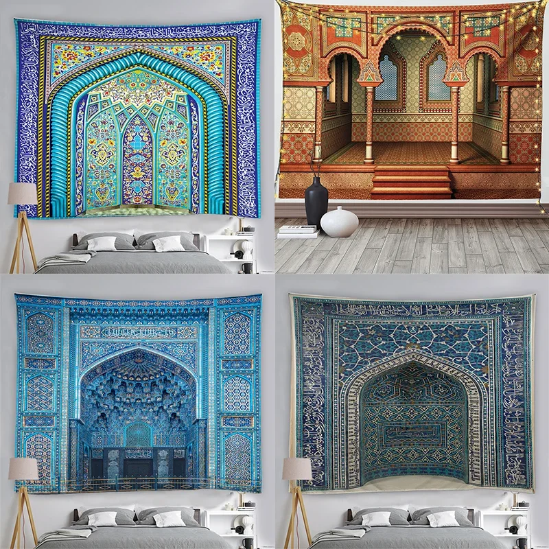 Islamic Tapestry Moroccan Architecture  Wall Hanging  Retro Luxury Geometric Pattern Oriental