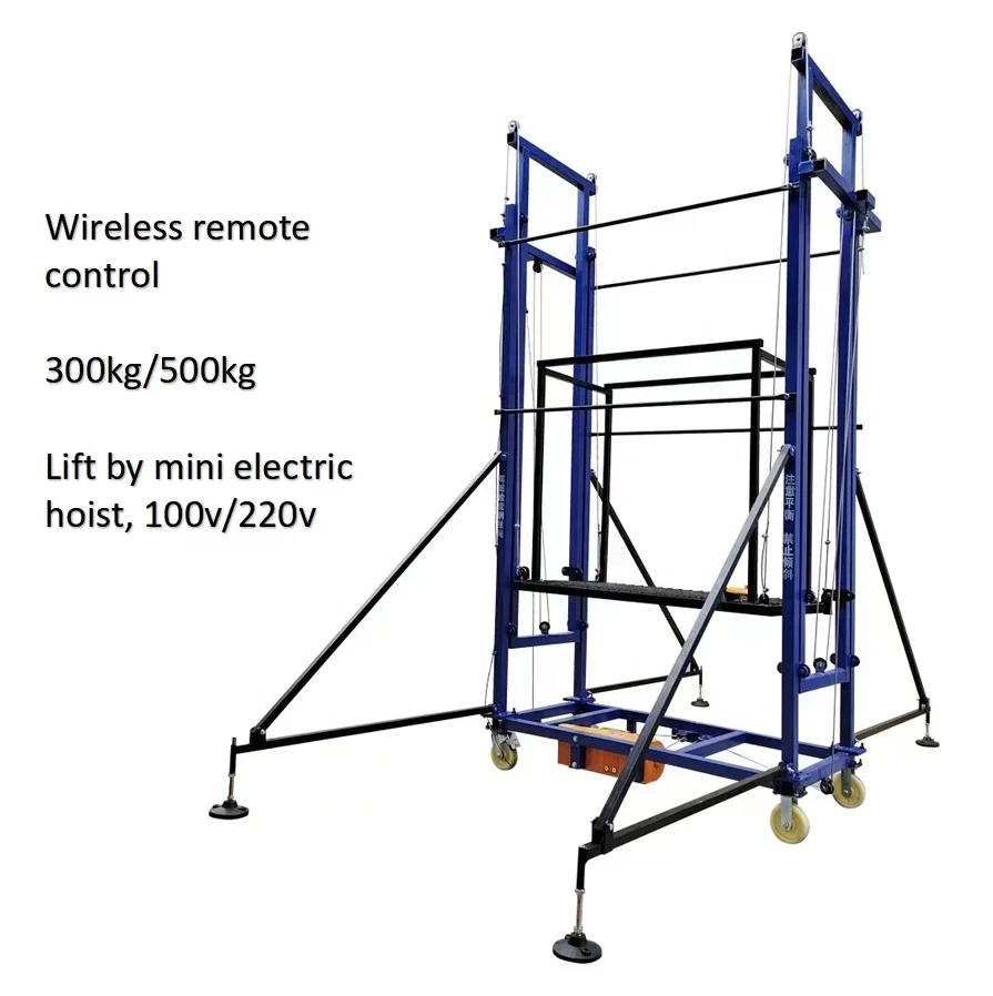 For 0.3 Ton 0.5 Ton 2-8 Meters Mobile Telescopic Frame Electric Lifting Ladder Scaffolding Platform for Construction