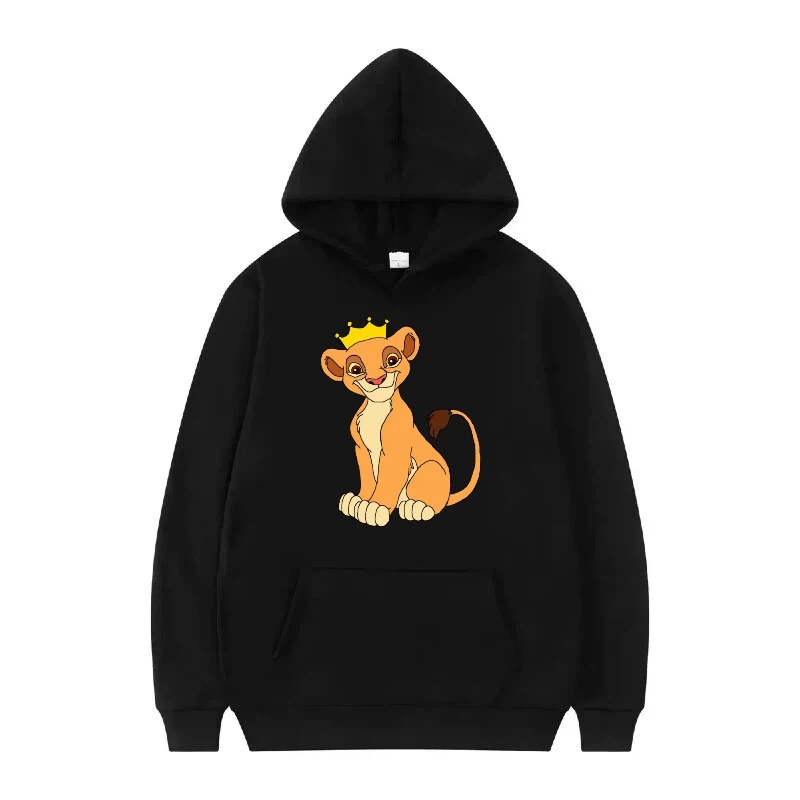Disney The Lion King Pattern Woman Fashion Grey Spring Fleece Loose Top Clothes Pullovers Ladies Cheap Hoodies Men Sweatshirts