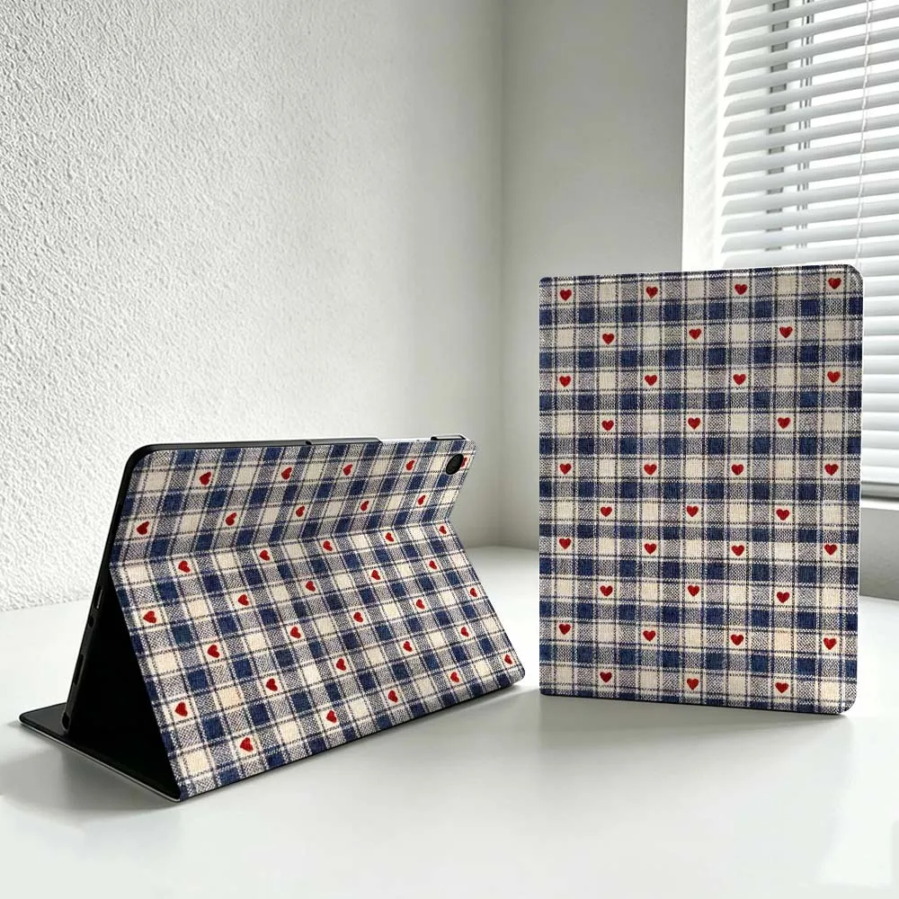Cartoon Heart Plaid Pattern For Samsung Galaxy Tab S11 S10 S9 S8 S7 A11 A9 A8 Ultra Lite FE Plus Soft Inch Tablet Case Cover
