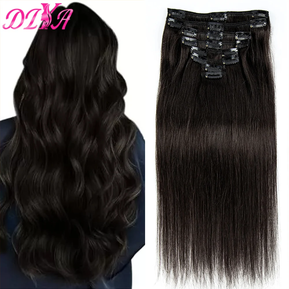 Clip-in menselijk haarverlenging 120G natuurlijke kleur haarverlenging menselijk haar 8 stuks remy-haar steil echt haar clip-in