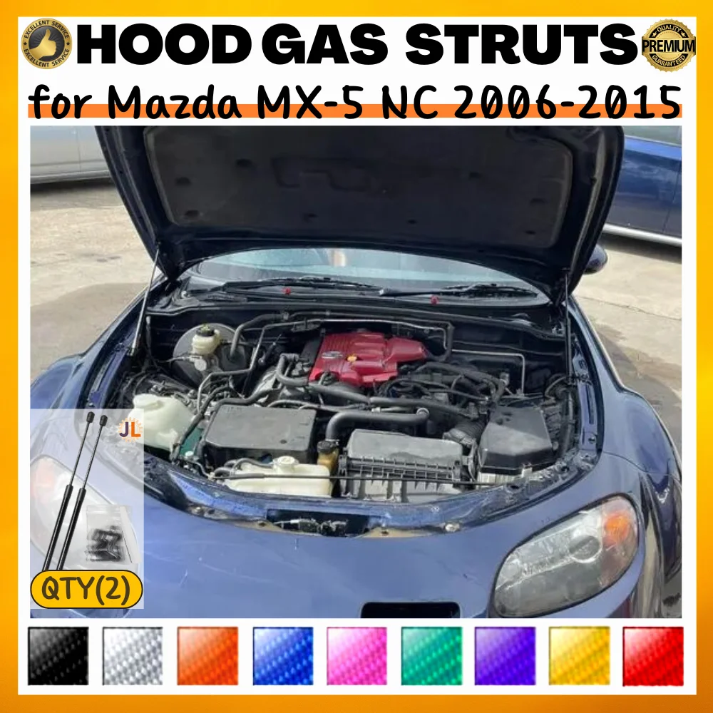 

Qty(2) Hood Struts for Mazda MX-5 NC 2006-2015 Front Bonnet Modify Gas Springs Shock Absorbers Lift Supports Dampers