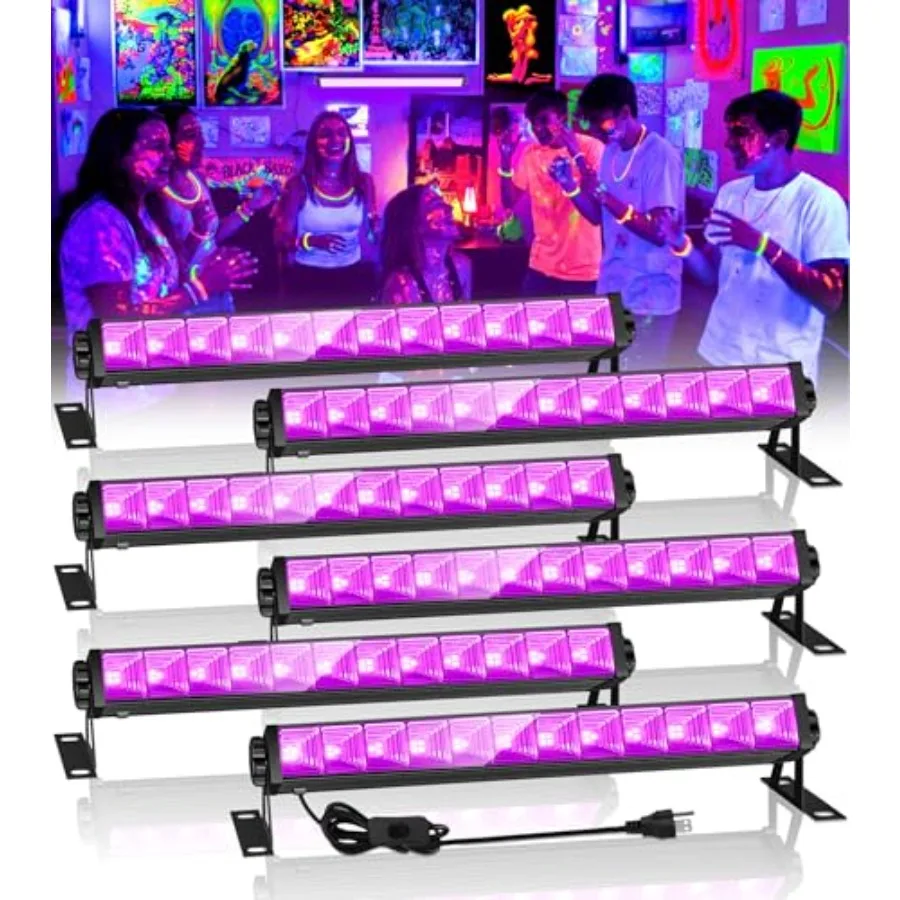 4W Pack LED Black Light Bar, Blacklight Light Up to Lagre Area with Feet Cable+Switch+Plug, Glow Party Light Supply for Hallowe