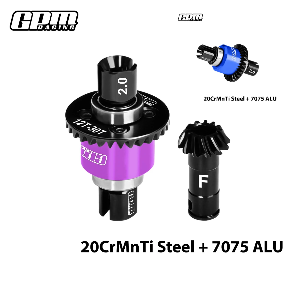 

GPM (No Diffs Oil) 20CrMnTi Steel + 7075 Alloy Front/Rear Differential 12/30T 0.8 Mod For ARRMA 1/16 Mini Kraton 3S