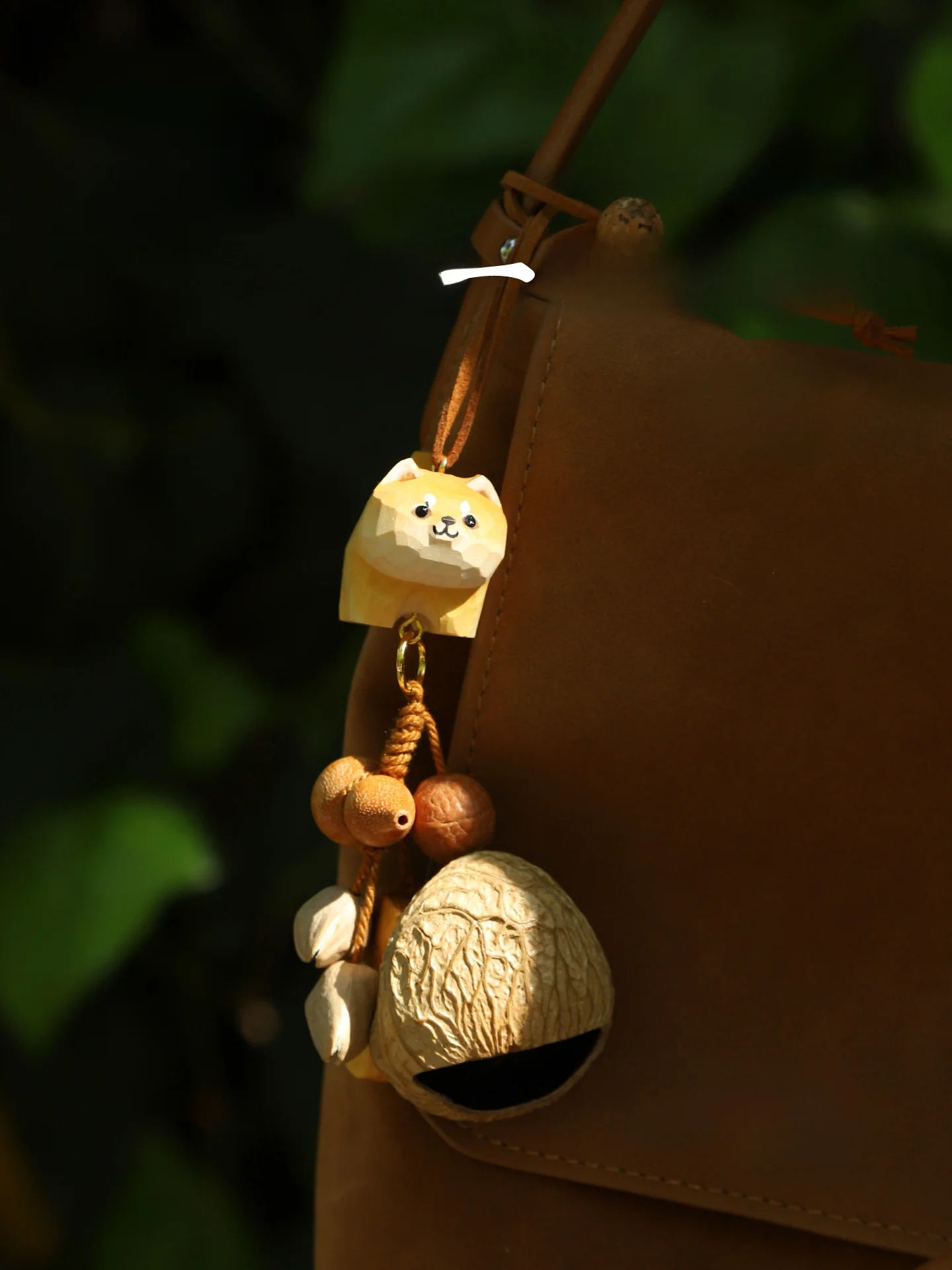 Natural Plant  Carriage Bell Car Hanging Ornament Cute Animal Accessory Bag Charm Eco-Friendly Fashionable Automobile Decor