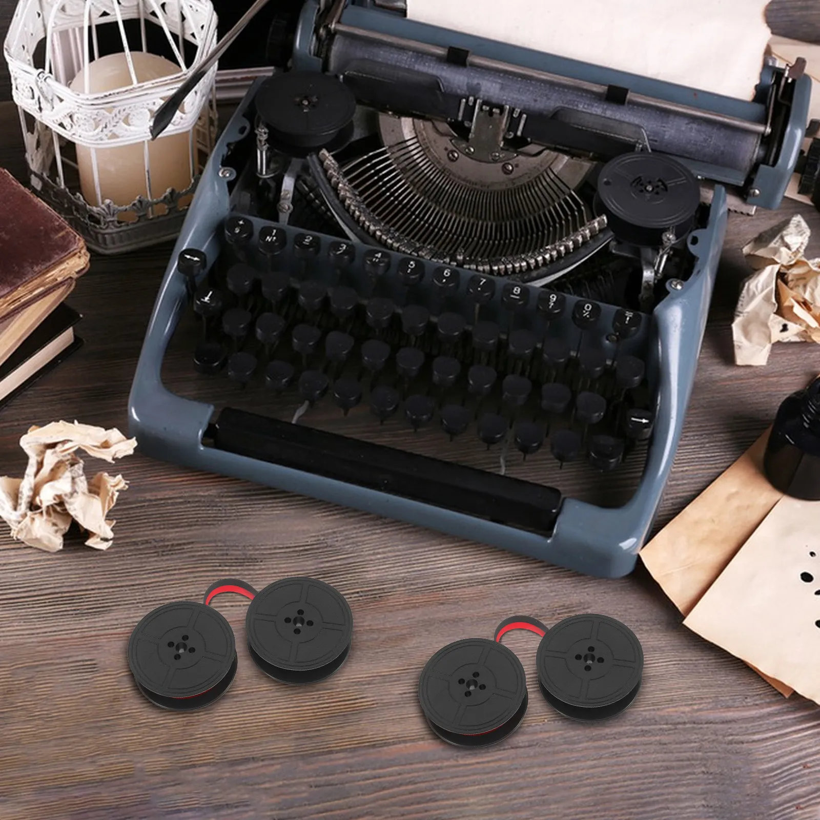 

2 шт. винтажных лент для пишущих машинок с двумя катушками, сменные чернильные ленты для механических пишущих машинок, для ручного письма, для офиса и дома