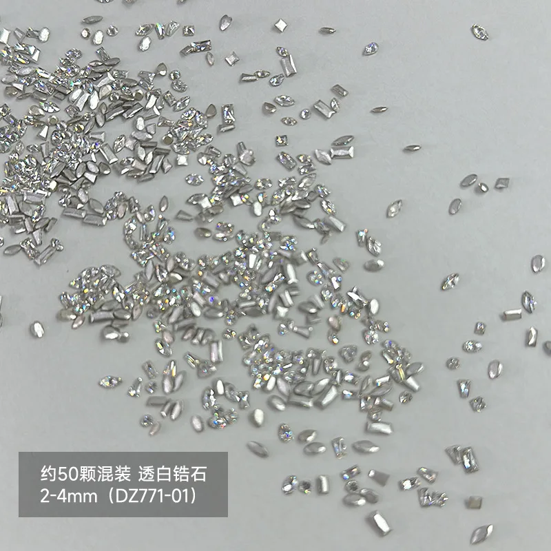 Zircon Nail jewelry inverted edge mini Flat bottom drill through white shape Pile drill burst flash nail drill jewelry