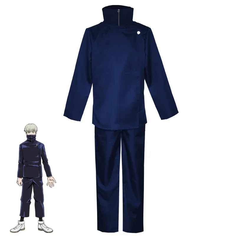 Hot New Anime Jujutsu Kaisen Toge Inumaki Cosplay Costume Fight Suit Short Straight Light Gray Wig School Uniform Party Outfit