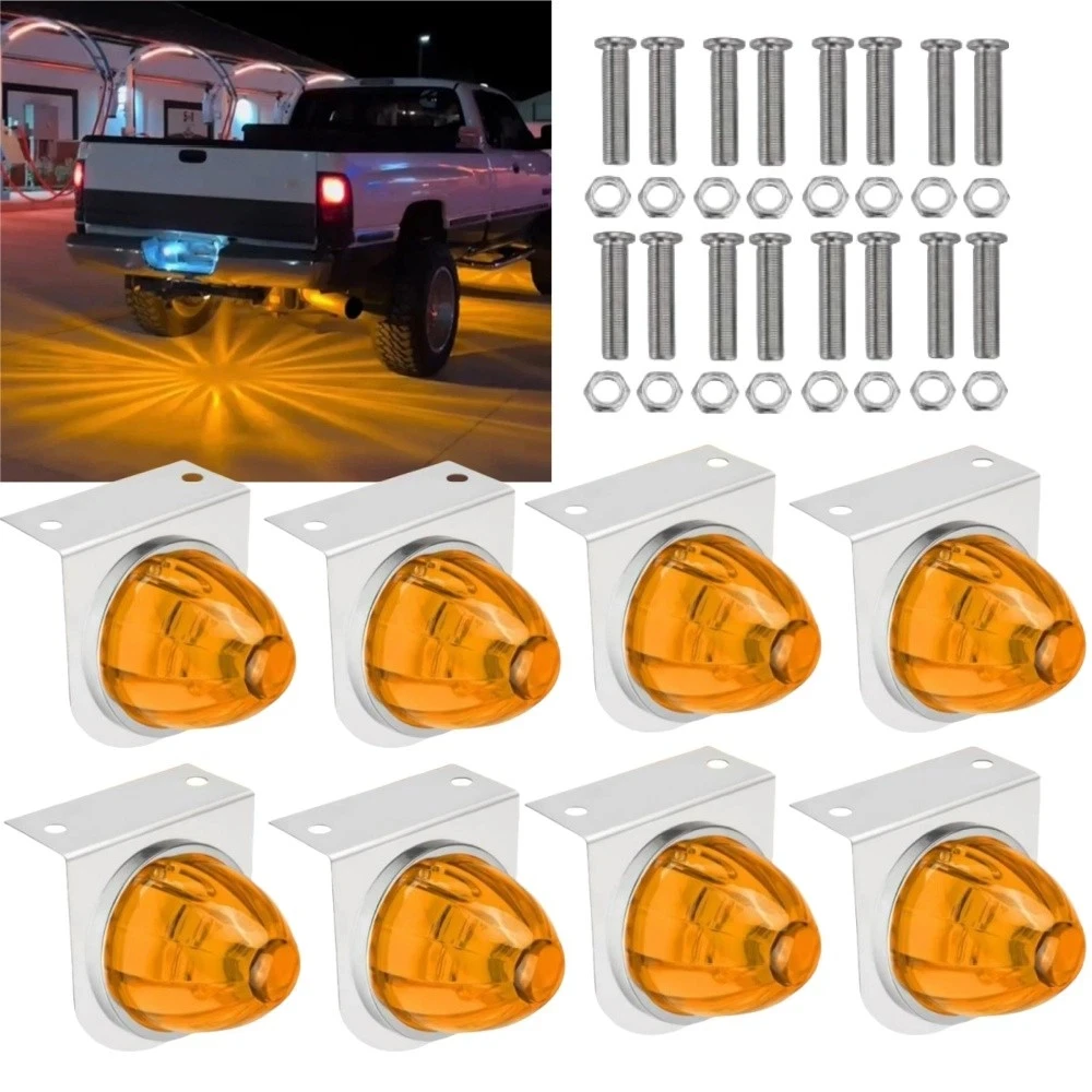 

8PCS Watermelon Star Lights with Bracket LED Turn Signal Strobe Lights LED Star Watermelon Marker Lights for Semi Truck