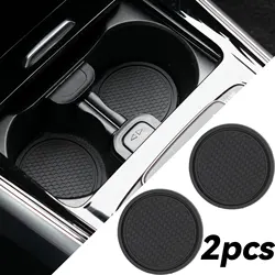 2PCS Universal Black Car Auto Cup Holder Insert Coaster Anti-slip Pad Mats For VW Honda Volvo Tesla Toyota Audi BMW Accessories