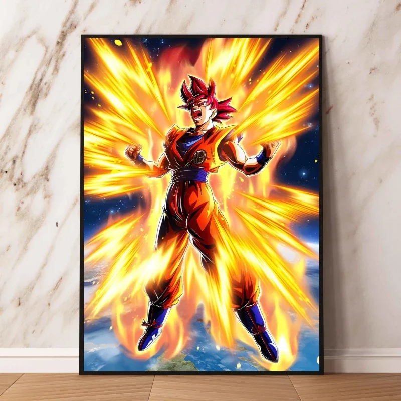 Cartazes de lona imagem dragon ball goku impressões modulares quadrinhos fotos arte presente casa quarto pintura criança ação retro clássico