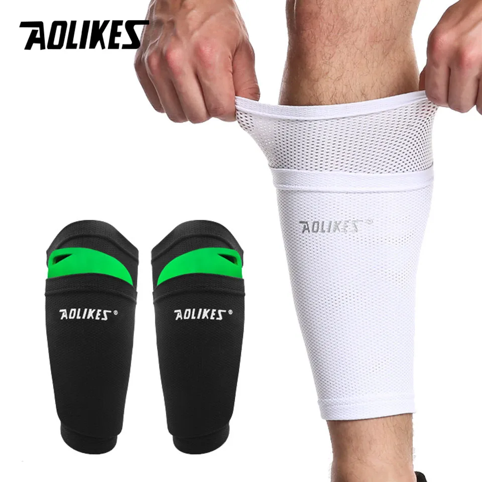 AOLIKES 1 Pair Sports Soccer Shin Guard Pad Sleeve Sock Leg Support Football Calf Sleeve Shinguard For Adult Teens Children