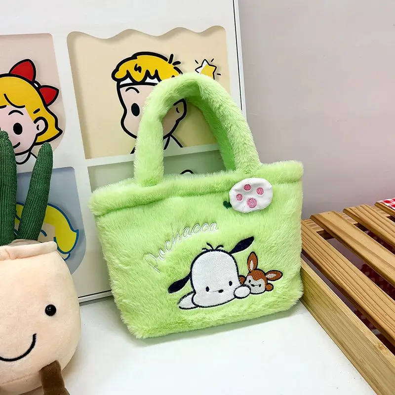 Cute Sanrio Kuromi Embroidery Bento Bag Kawaii Anime My Melody Cinnamoroll Handbag Cartoon Pochacco Tote Bag Gift for Kids