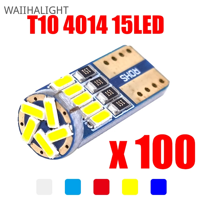 

100x T10 W5W WY5W 4014 Super Bright LED Canbus No Error Car Interior Reading Dome Lights Auto Parking Lamp Wedge Tail Side Bulb