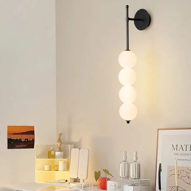 Bedhead wall lamp bedroom Nordic modern LED minimalist glass lamps for corridor corridor lamp living room background wall lamp