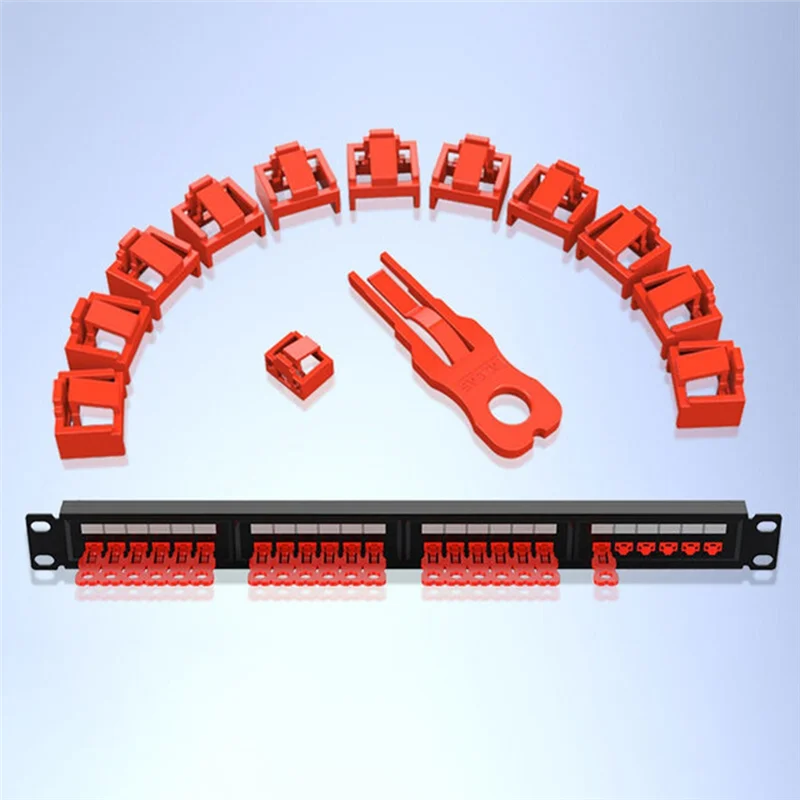RJ45 พอร์ตล็อคชุด Key Ethernet Port Security Blocker ป้องกันฝุ่นสําหรับ Router & พอร์ตคอมพิวเตอร์ C