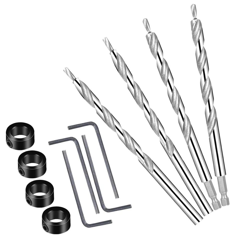 

1set Pocket Hole Drill Bit Hex/Round Shank Drill Bit Set For Pocket Hole Guide Jig Woodworking Tools Accessories