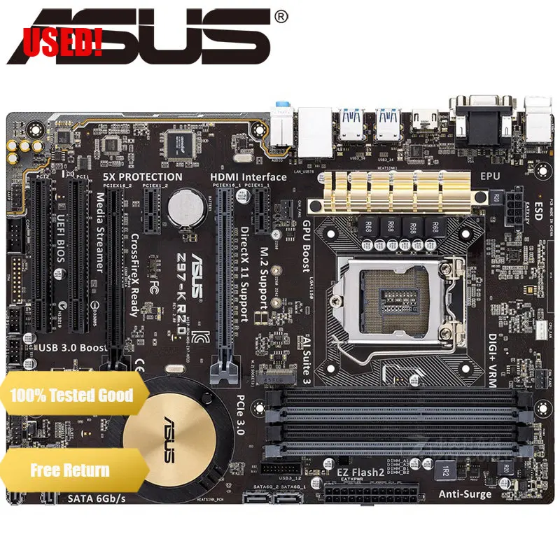 Asus Z97-K R2.0 Desktop Motherboard Z97 Socket LGA 1150 i7 i5 i3 DDR3 32G SATA3 ATX Original disassembly