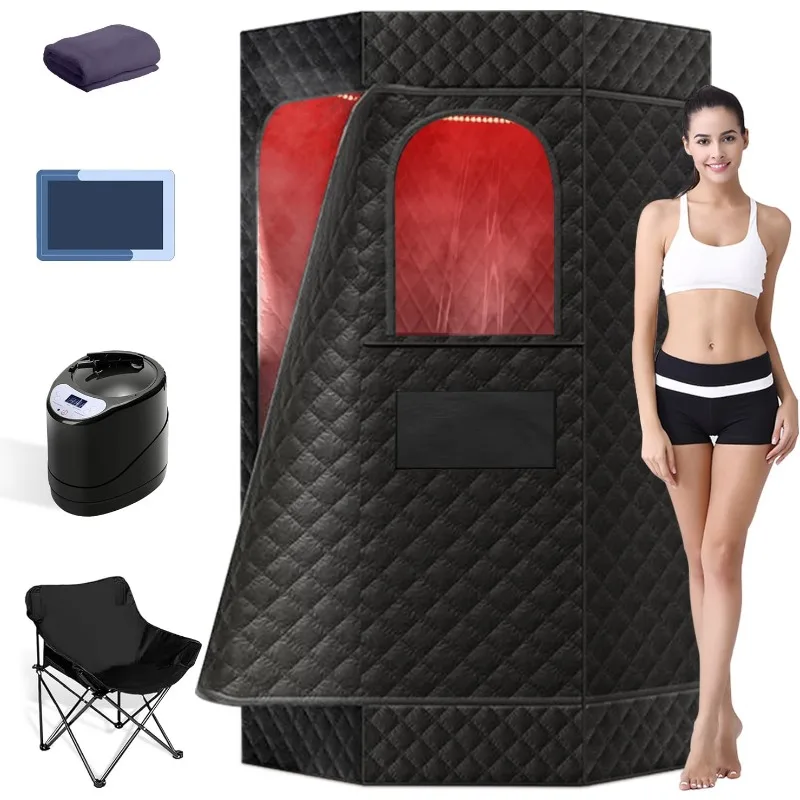 

Red Light Home Sauna Box,3L 1200W XL Portable Steam Tent, Fast Heating Foldable Design with Chair & Mat,Indoor Detox & Muscle Re