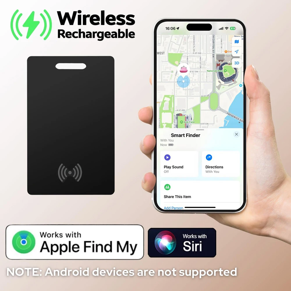 Wallet Anti-loss Card Location Tracking GPS Smart Tag Works with iPhone Find My Bluetooth Device Ultra-thin Card Wireless Charge