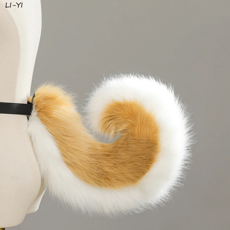 6 Colors Handmade Collie Dog Fold Style Tail Cosplay Costume Accessories Plush German Shepherd Dog Tail COS Props Shiba Inu Tail