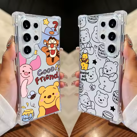 Disneys Winnie Phone Case For Samsung Galaxy S25 FE S24 S23 S22 S21 Ultra S20 Plus Note 20 10 S25FE Soft Clear Cover Pooh Lovely