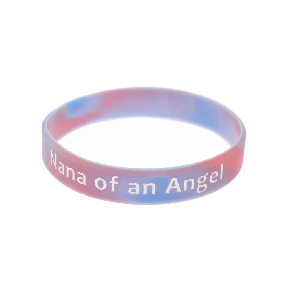 50 Pcs Nana of An Angel Silicone Bracelet Gift Bangle Swirl Color Adult Size