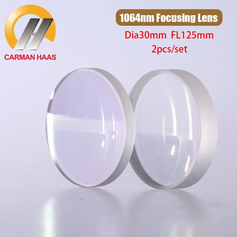 2 Pcs CARMANHAAS Spherical Focusing Lens D30 F125 Quartz Fused Silica Focus Lens Fiber Laser 1064nm for BT240 RAYTOOLS Lenses