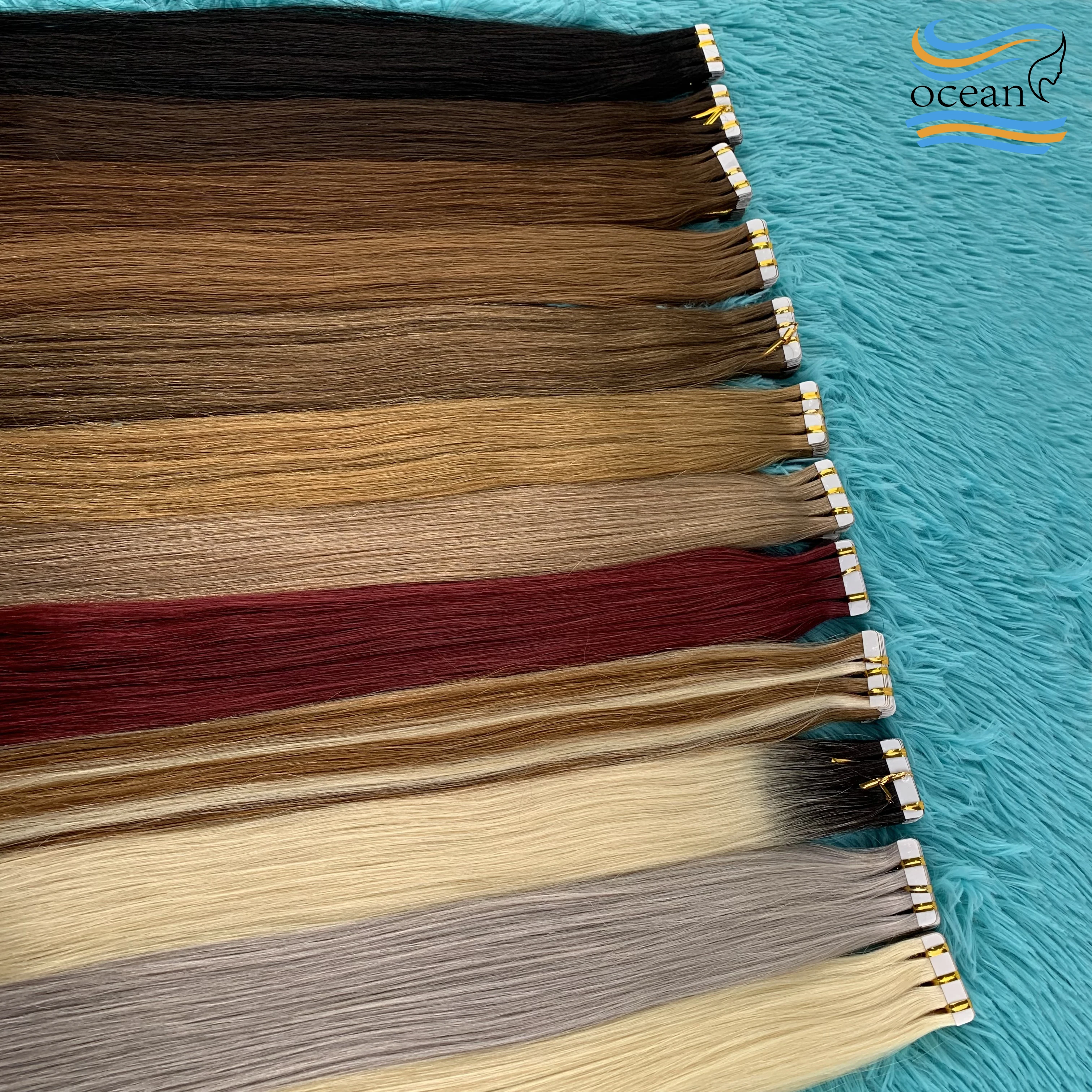 

Натуральная лента для наращивания волос, невидимая лента из искусственной кожи для наращивания человеческих волос Remy, клей для прямых волос, 18 дюймов # 1б 20шт