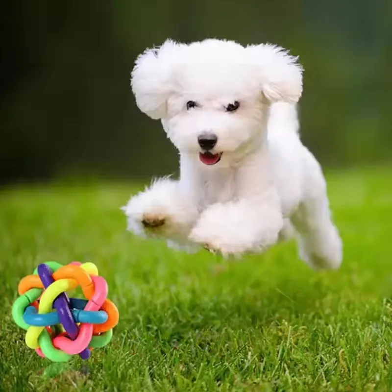 Colorful Bell Woven Toy Popular Dog Bite Resistant Rubber Pet Chewing Playing Fetching Nice Ball Puppy Toy for Large Small Dogs view 6