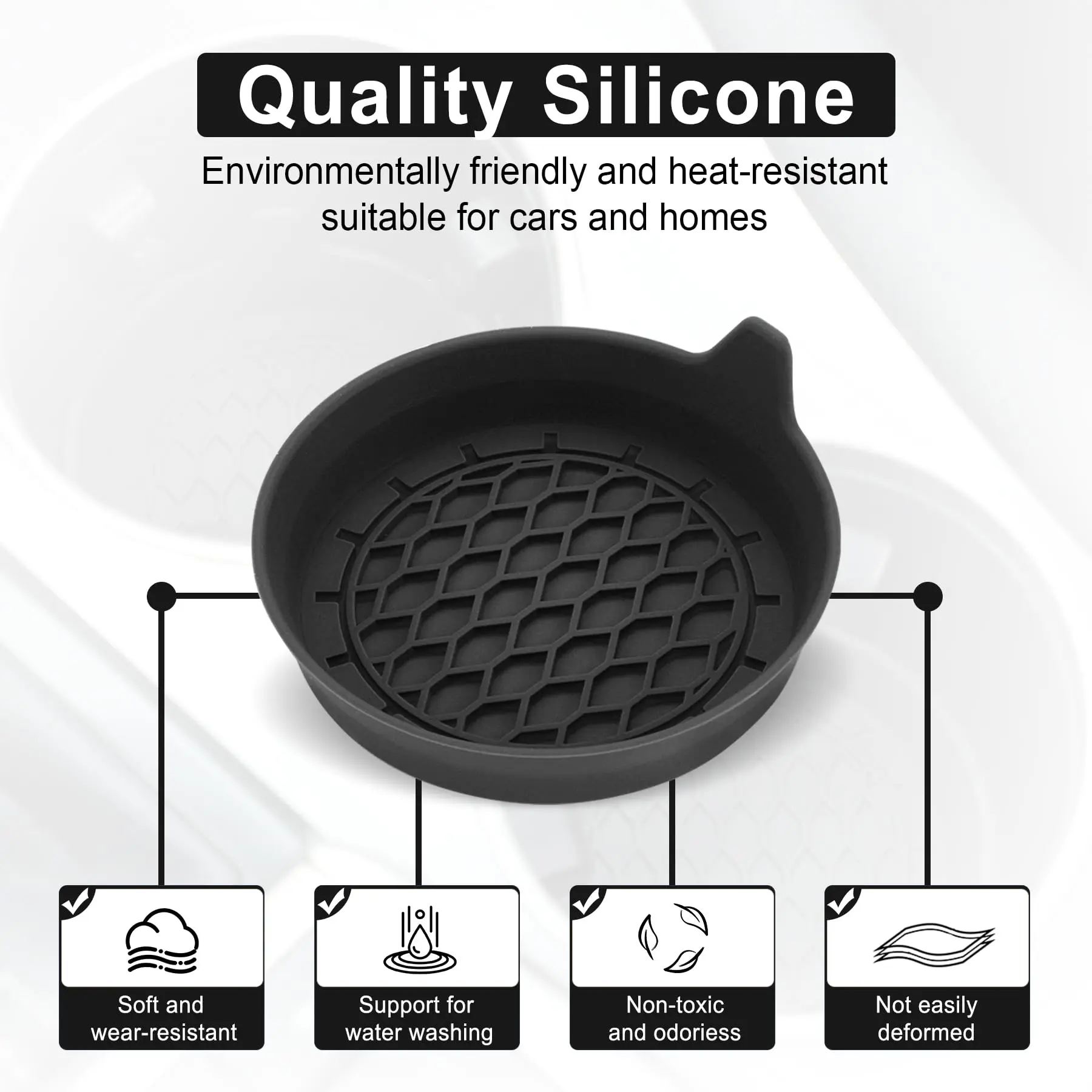 Diameter 8 cm soft silicone car coaster non-slip cup holder waterproof, non-slip and anti-spill General automotive interior acce