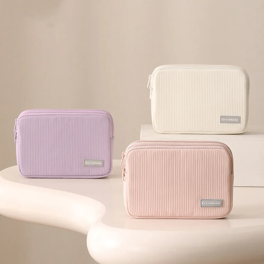 Portable Large Capacity Makeup Bag, Waterproof Toiletry Pouch with Compartments Wrinkle Cosmetic Organizer