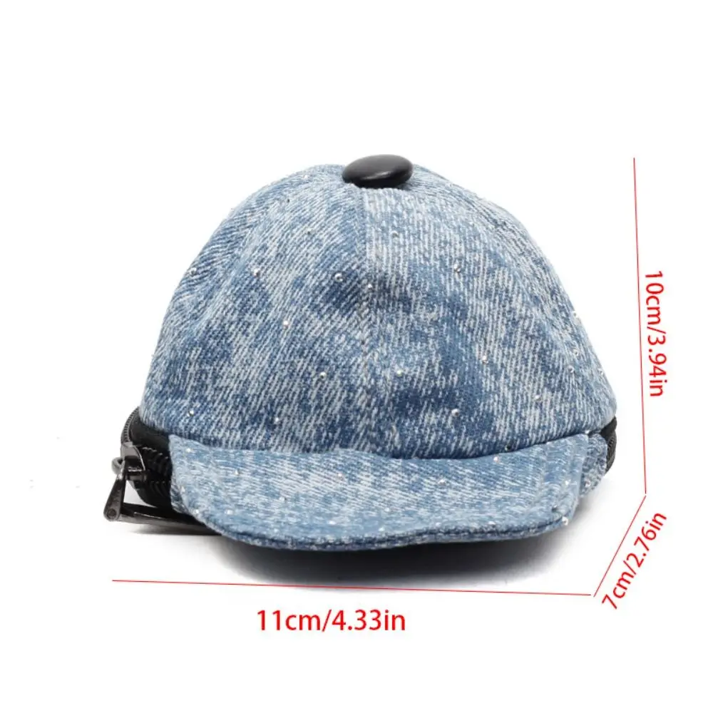 Denim Baseball Cap Crossbody Bag Harajuku Earphone Storage Bag Mini Hat Wallet Zipper Pouch Portable Canvas Coin Purse Daily view 3