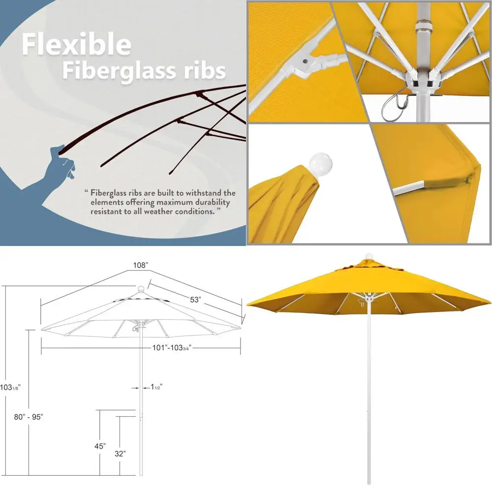 

Зонт круглый из стекловолокна 9 футов с механизмом открытия нажатием